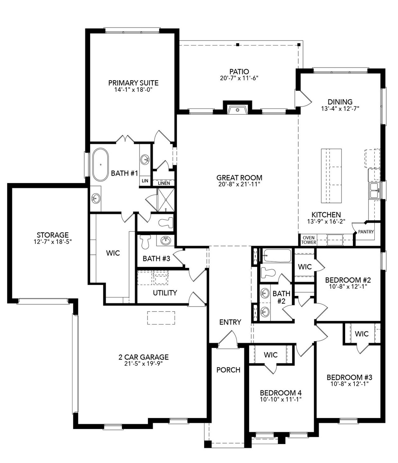 2D floor plan layout of this home in Joshua Meadows, Joshua, TX (Image 2).