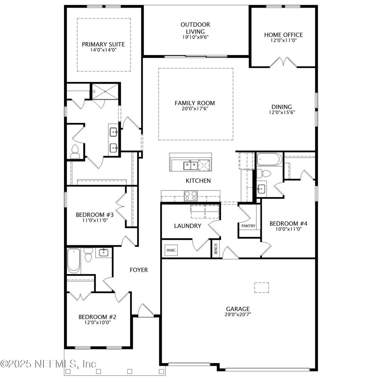2D floor plan layout of this home in McGirt's Creek, Yulee, FL (Image 2).