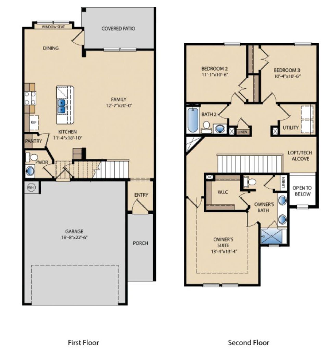 A detailed layout illustrates a two-story residential floor plan featuring multiple bedrooms and functional living spaces.