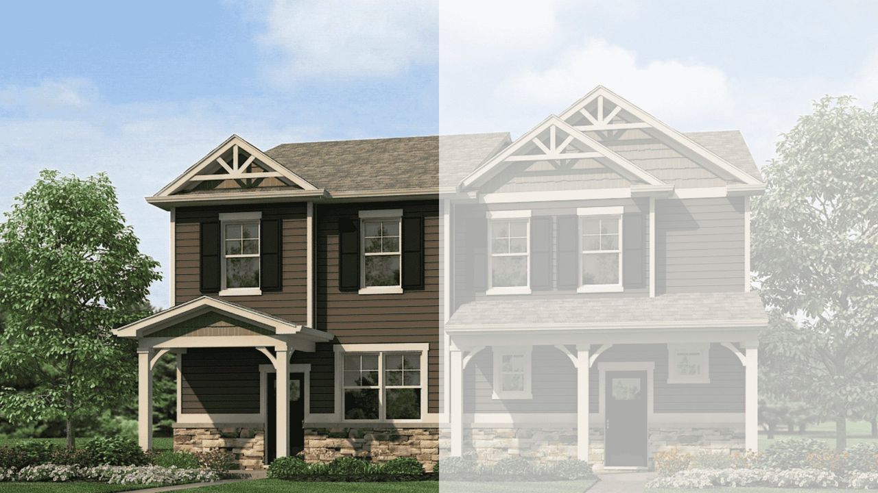 Representative exterior photo of a completed home built from the MELBOURNE by D.R. Horton in Villas at Vantage, Berthoud, CO (Image 2).