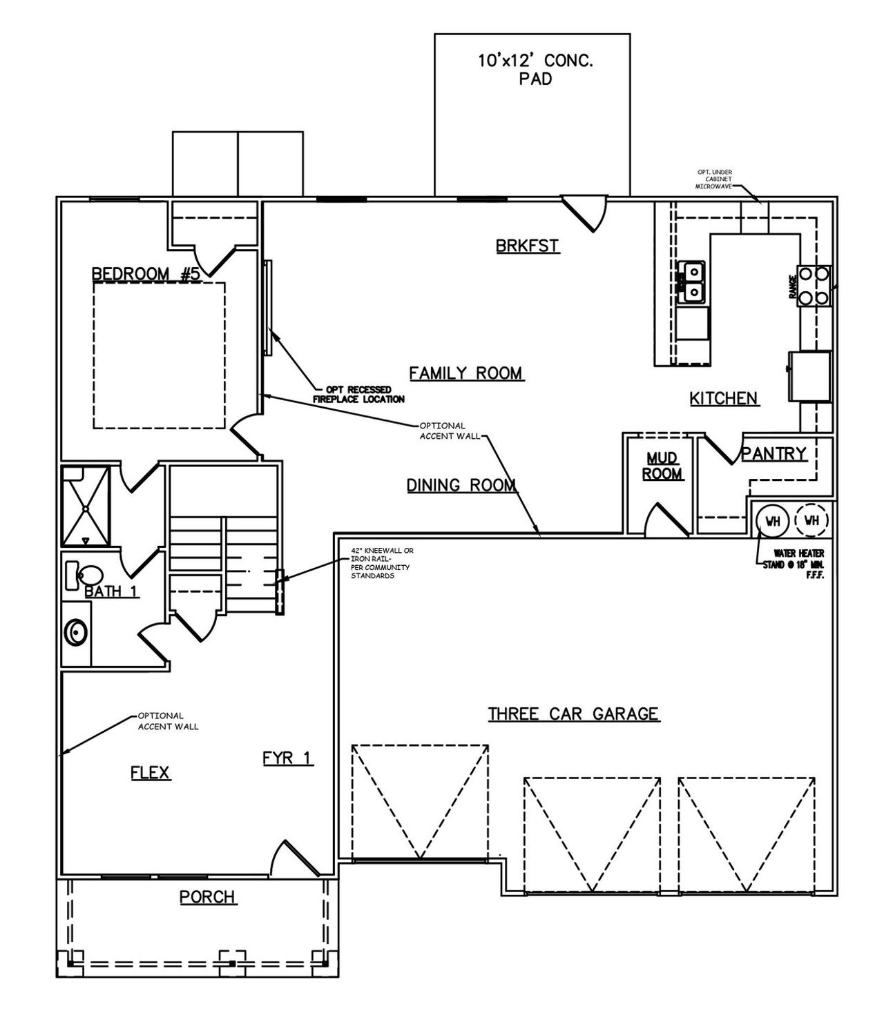 2D floor plan layout for the Walker Platinum - 17252 by Dream Finders Homes in Reserve at Hickory Hills, McDonough, GA (Image 2).
