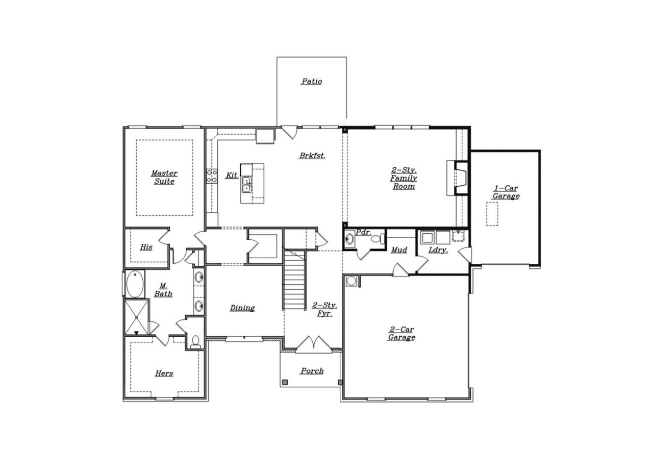2D floor plan layout of this home in Grove Park, Covington, GA (Image 2).