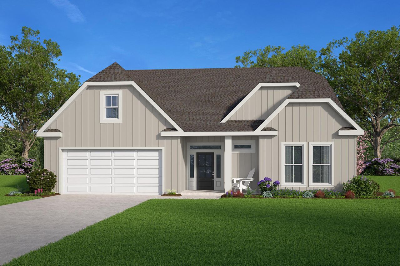 Front exterior of a new home in Greenwood County Homes, Ninety Six, SC, highlighting curb appeal (Image 2).