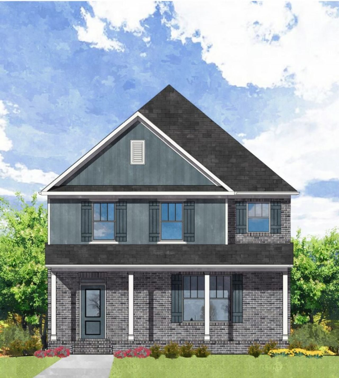 Representative exterior photo of a completed home built from the Hawthorn II by O'Dwyer Homes in Edenglen, Buford, GA (Image 2).