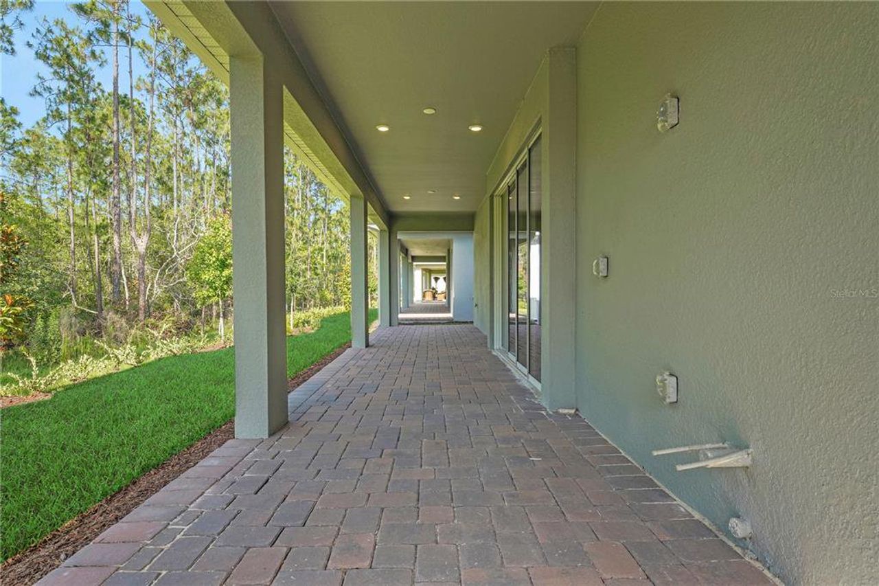 Exterior details and patio area of a home in Palms at Windermere, Windermere (Image 2).