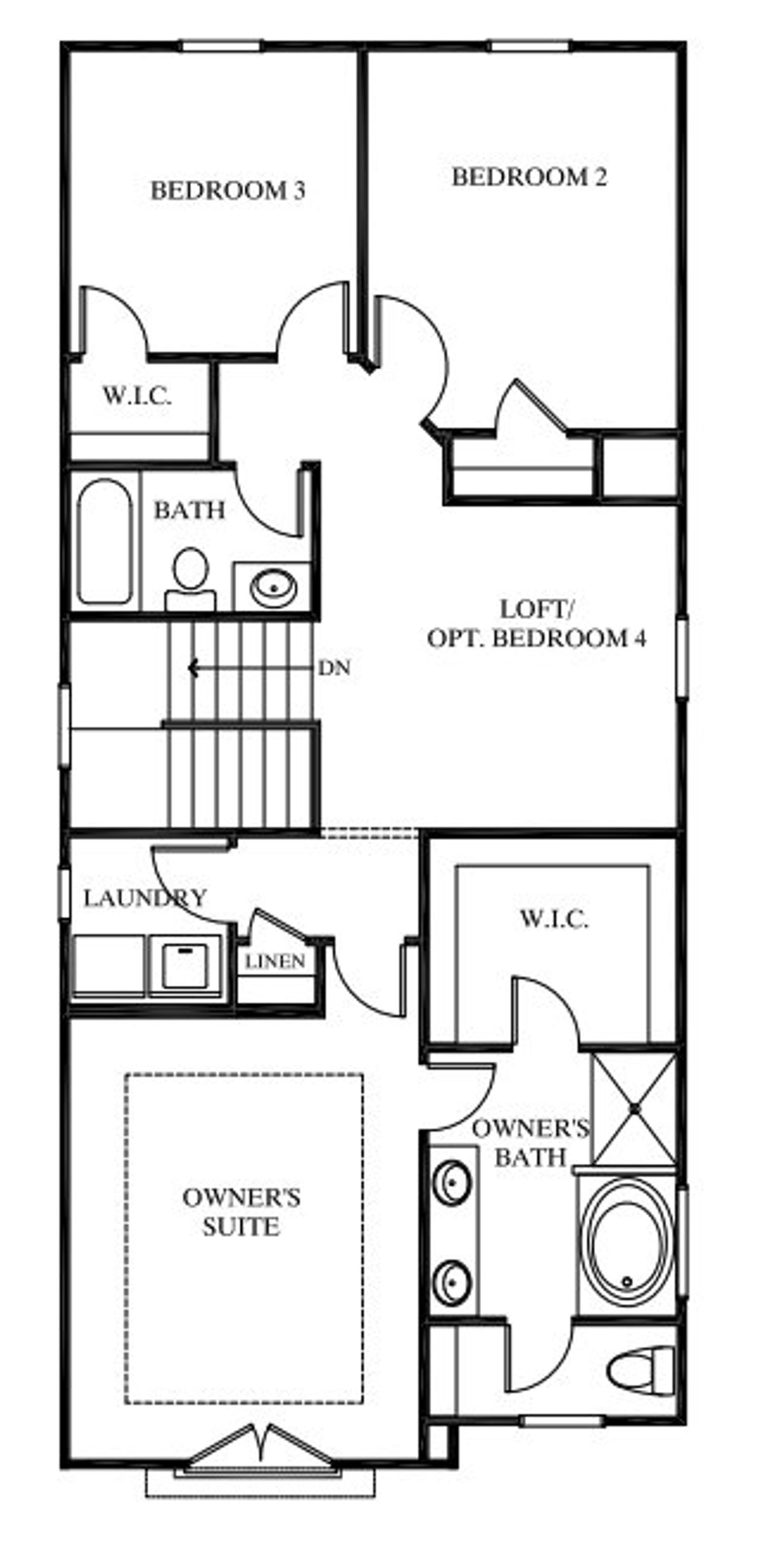 2D floor plan layout for the Evergreen by Rocklyn Homes in Riverside, Conyers, GA (Image 2).
