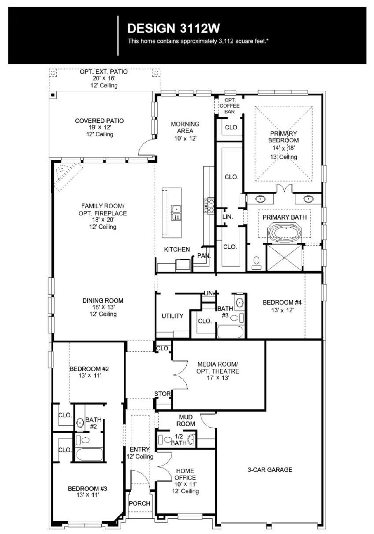 2D floor plan layout of this home in La Cima, San Marcos, TX (Image 2).