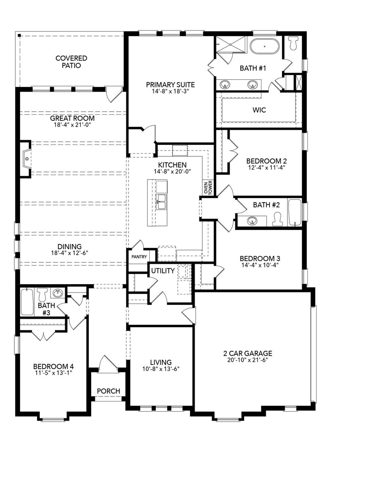 2D floor plan layout of this home in Settler's Glen, New Fairview, TX (Image 2).