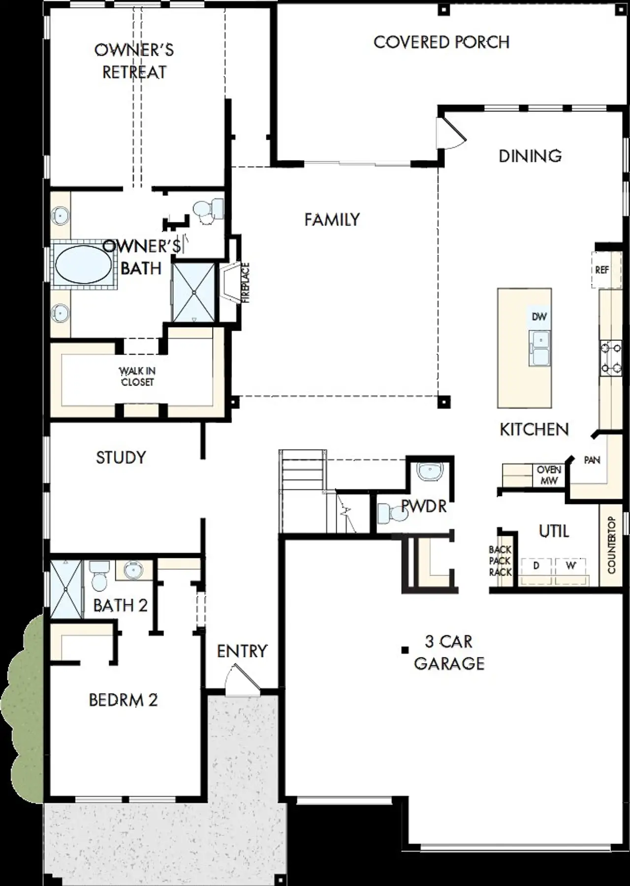2D floor plan layout of this home in Goodland – Manor Series, Grand Prairie, TX (Image 2). 2D floor plan layout of this home in Goodland – Manor Series, Grand Prairie, TX (Image 2).