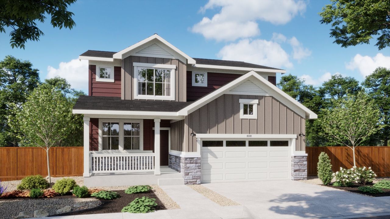 Representative exterior photo of a completed home built from the 3505 by Risewell Homes in Harvest Crossing, Aurora, CO (Image 2).