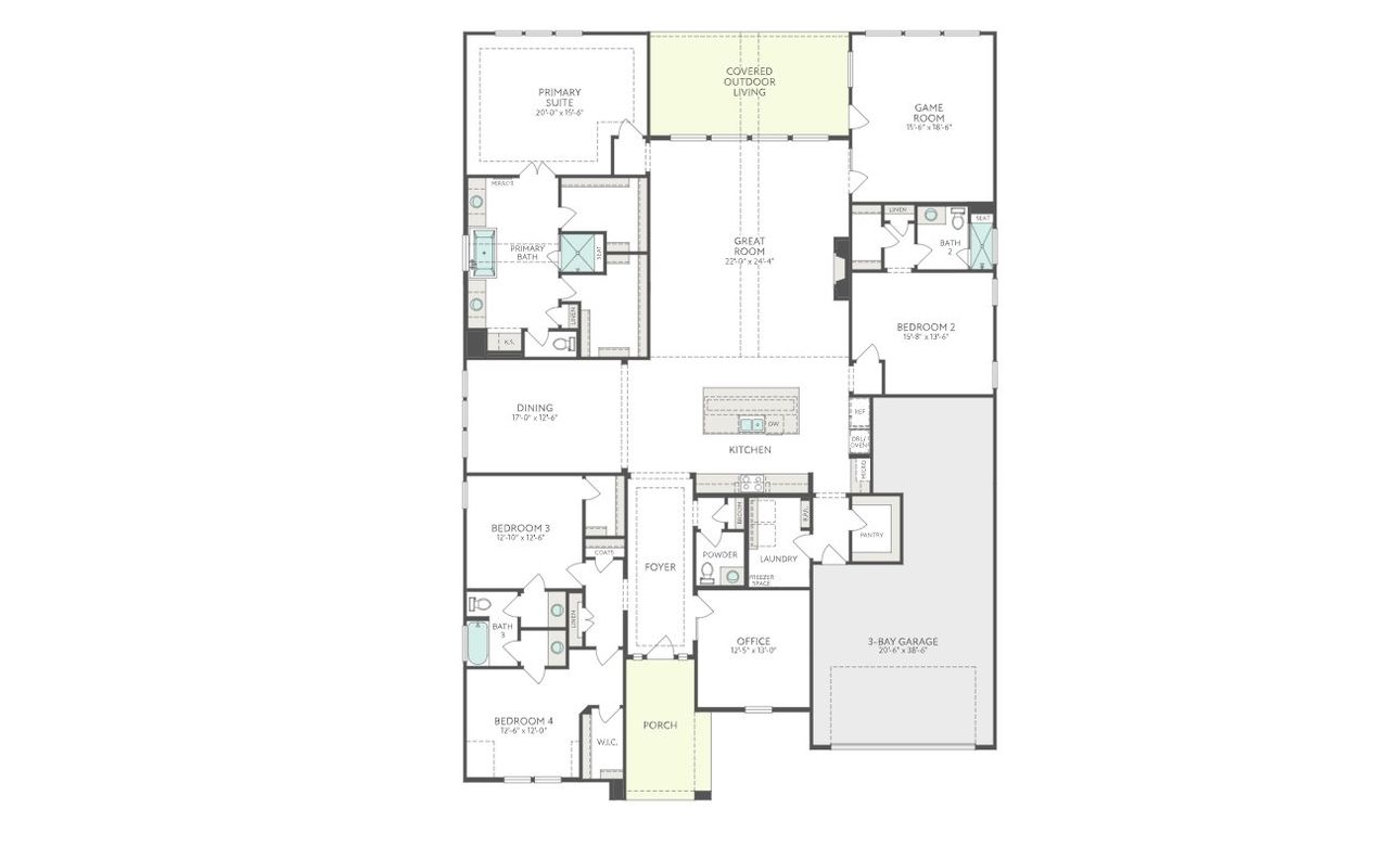 2D floor plan layout for the Bristol by Tri Pointe Homes in Harvest Green, Richmond, TX (Image 2). 2D floor plan layout for the Bristol by Tri Pointe Homes in Harvest Green, Richmond, TX (Image 2).