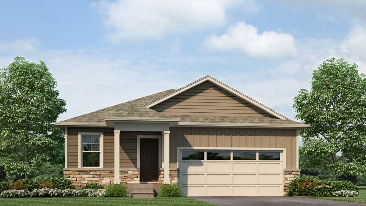 Representative exterior photo of a completed home built from the Adair by D.R. Horton in The Ridge at Lorson Ranch, Colorado Springs, CO (Image 2). Representative exterior photo of a completed home built from the Adair by D.R. Horton in The Ridge at Lorson Ranch, Colorado Springs, CO (Image 2).