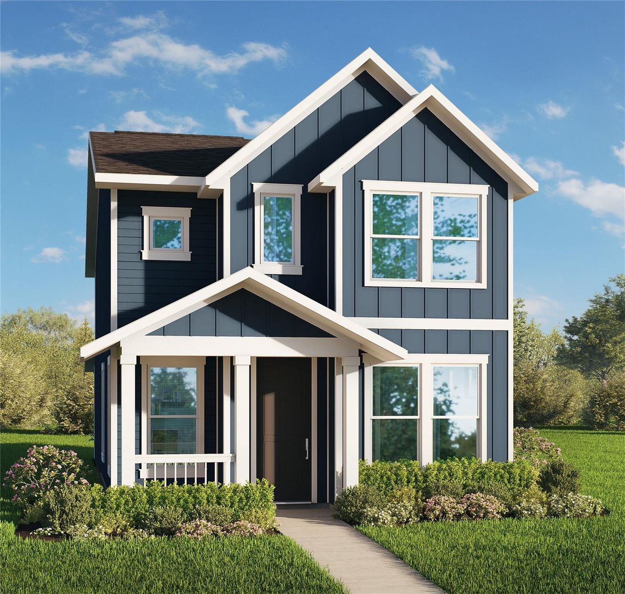 Front exterior of a new home in Spring Creek, Taylor, TX, highlighting curb appeal (Image 2). Front exterior of a new home in Spring Creek, Taylor, TX, highlighting curb appeal (Image 2).
