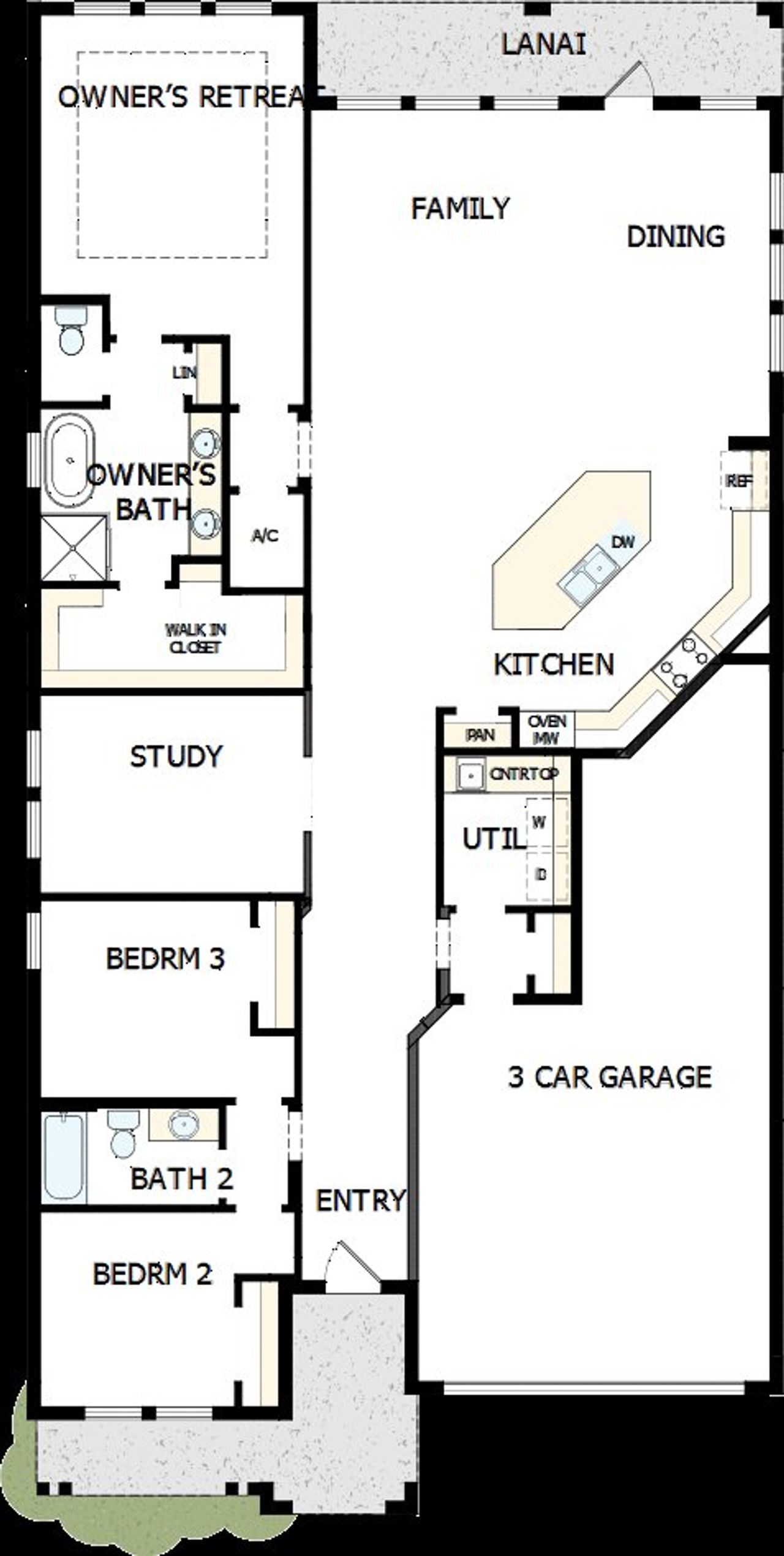 2D floor plan layout of this home in Emerald Landing at Waterside at Lakewood Ranch – Lake Series, Sarasota, FL (Image 2).