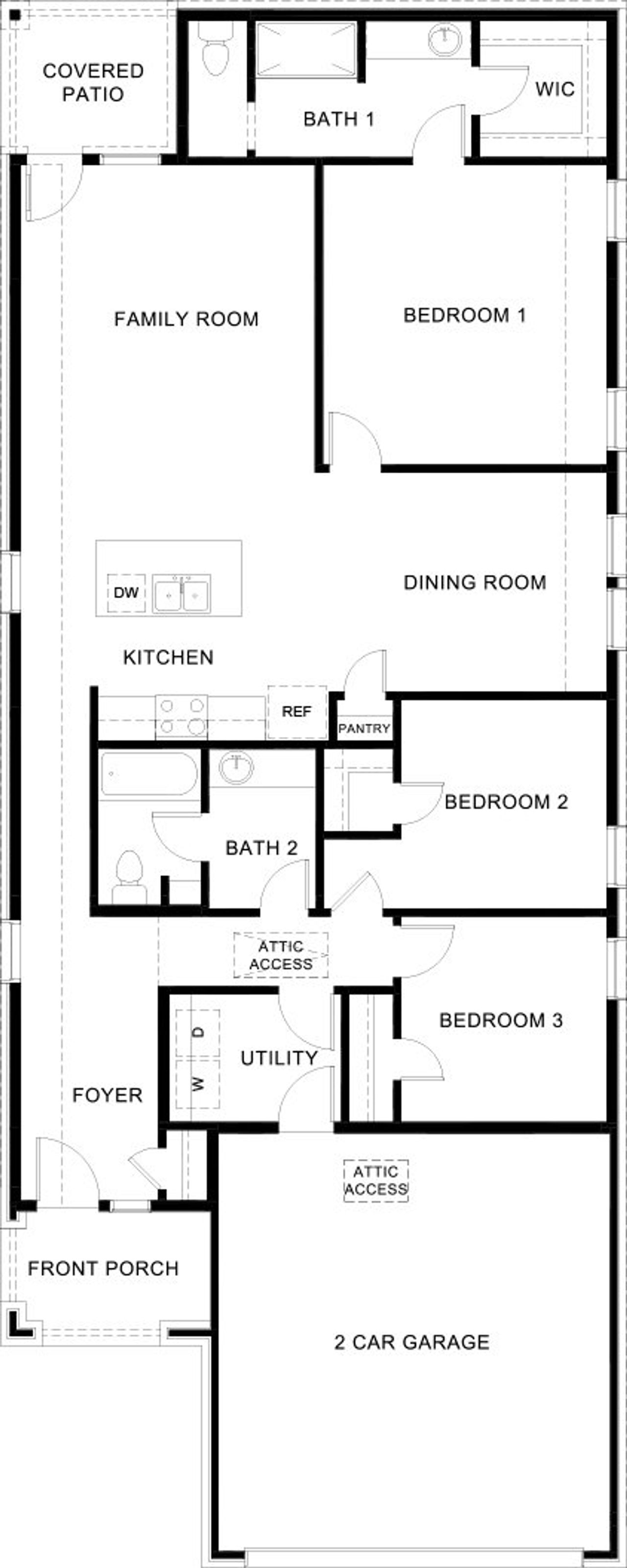2D floor plan layout of this home in Creekside Ranch, Blue Ridge, TX (Image 2).