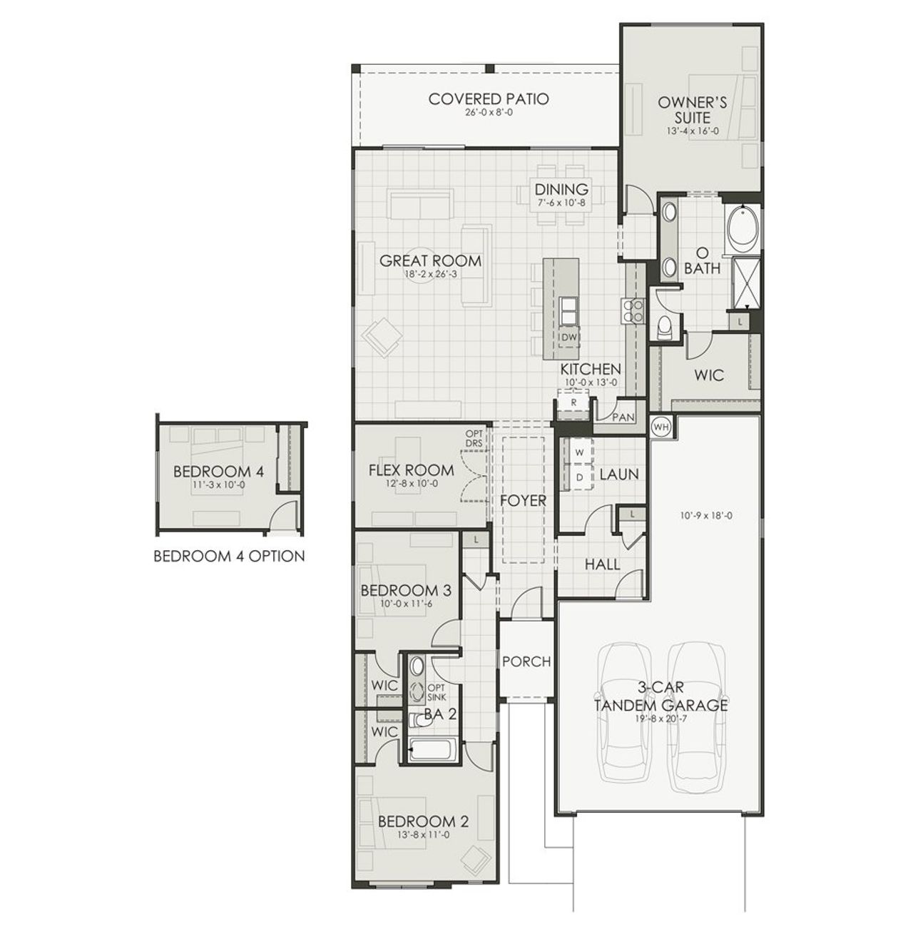 2D floor plan layout of this home in Ryder Ranch, Surprise, AZ (Image 2).