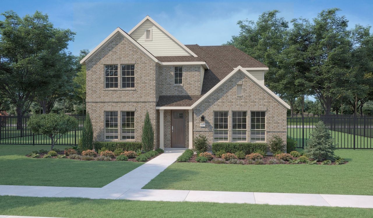 Front exterior of a new home in Dove Hollow, Waxahachie, TX, highlighting curb appeal (Image 2).