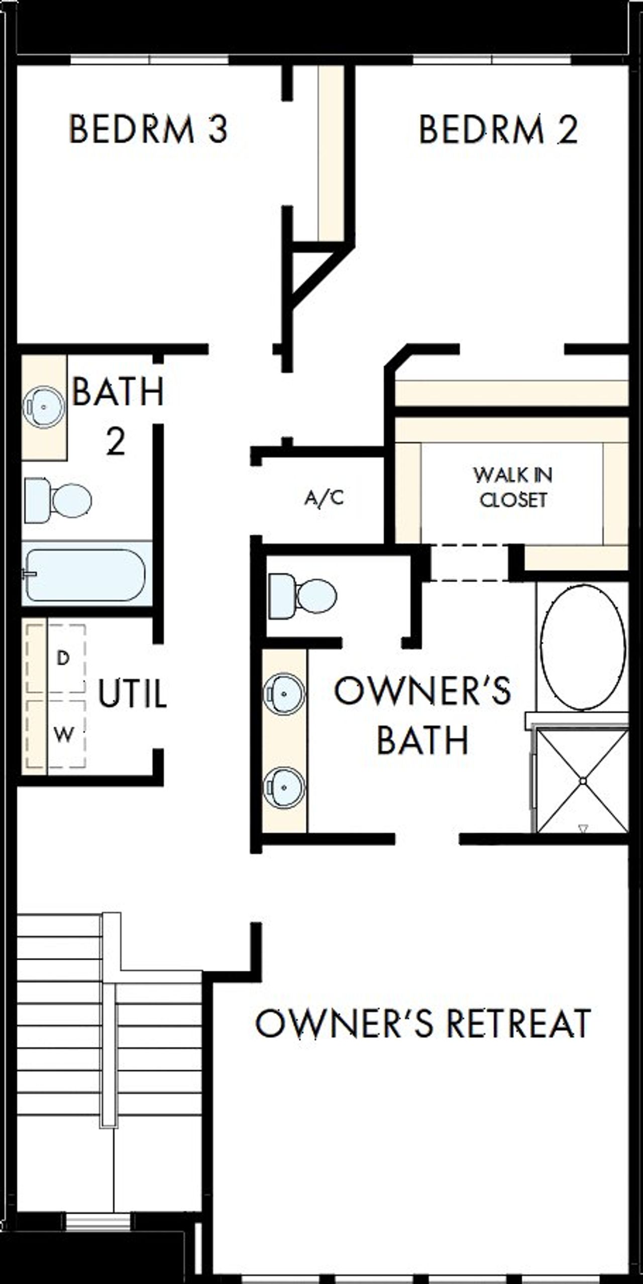 2D floor plan layout of this home in Persimmon Place - Townhomes, Wesley Chapel, FL (Image 2).