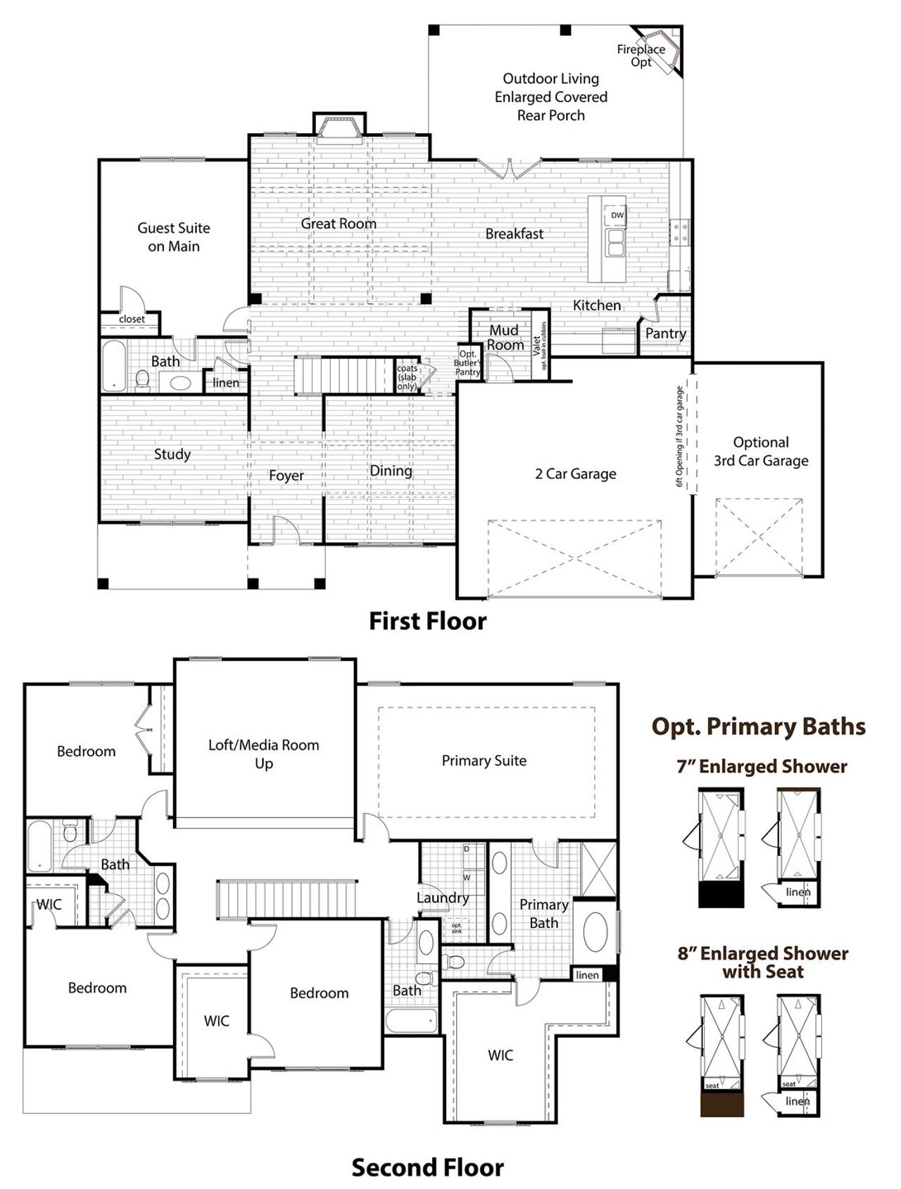 2D floor plan layout for the Cypress by Premier Residential Builders in Traditions of Braselton, Jefferson, GA (Image 2).