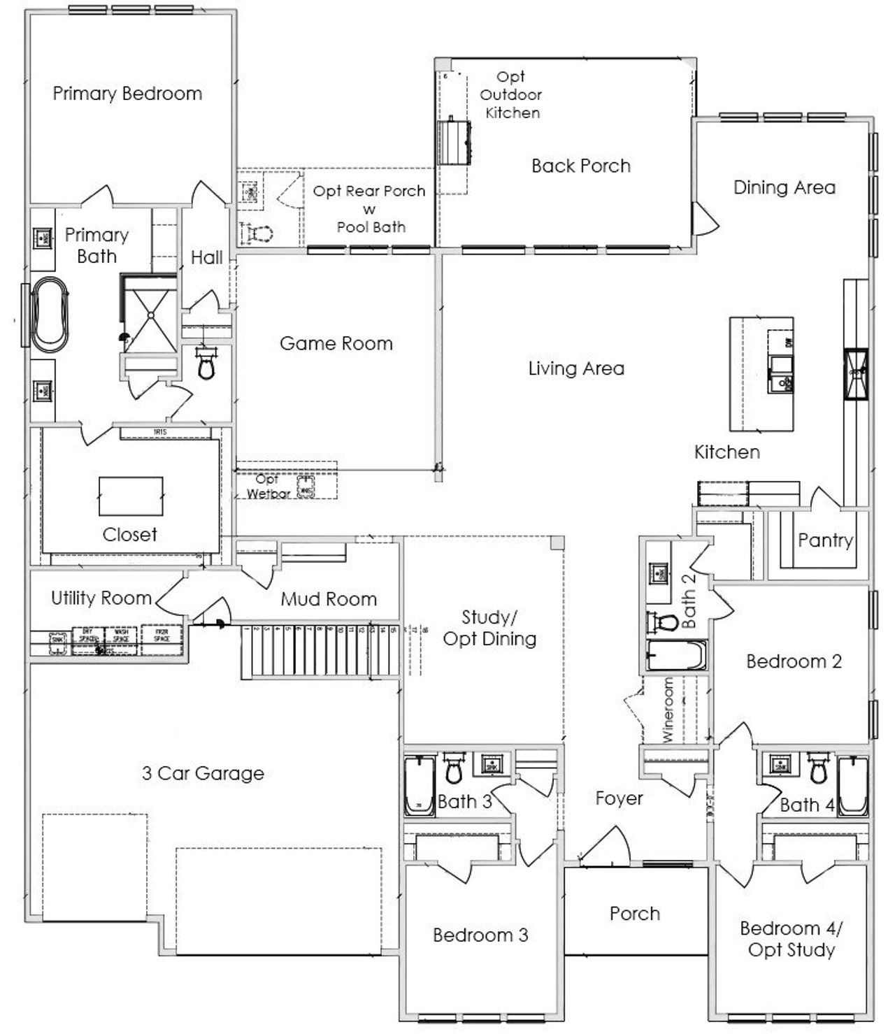 2D floor plan layout for the Vineyard by Jamestown Estate Homes in Lakeview, Waller, TX (Image 2). 2D floor plan layout for the Vineyard by Jamestown Estate Homes in Lakeview, Waller, TX (Image 2).