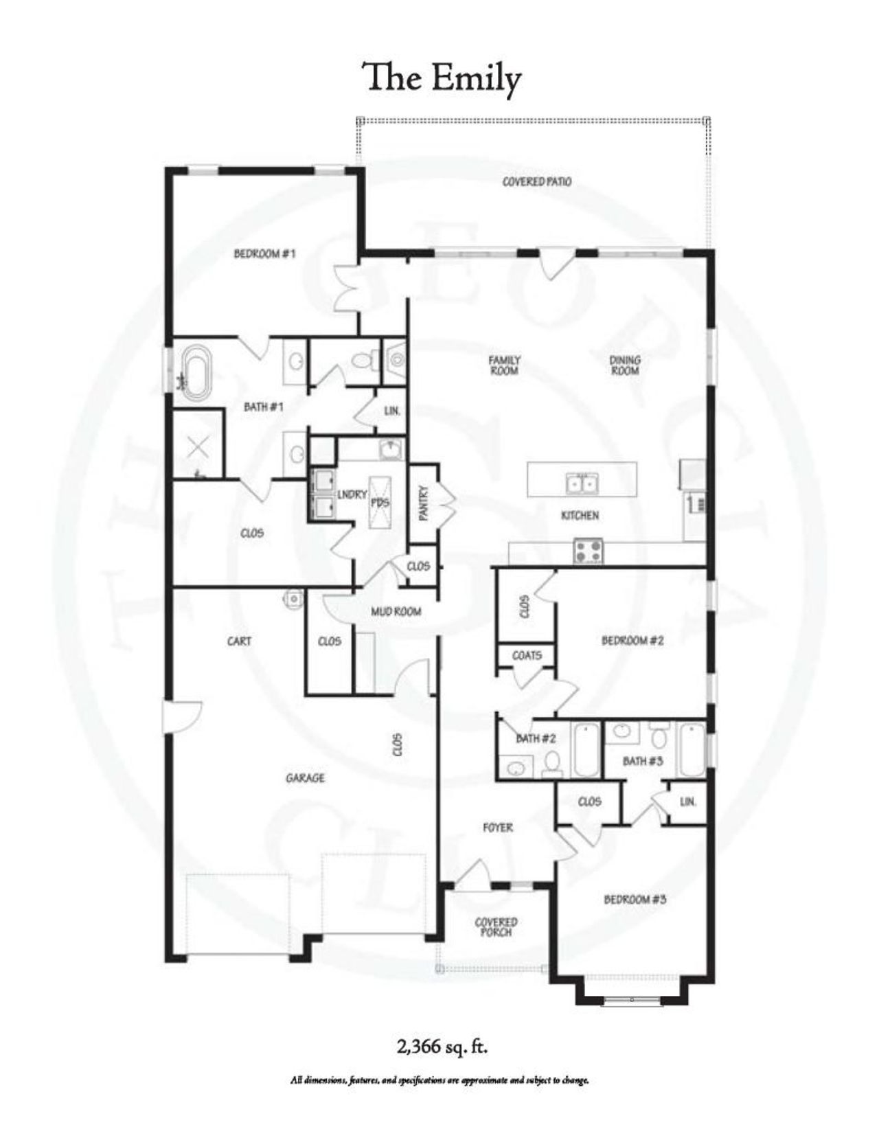 2D floor plan layout for the The Emily by DFW Ventures, LLC in The Georgia Club, Statham, GA (Image 2).