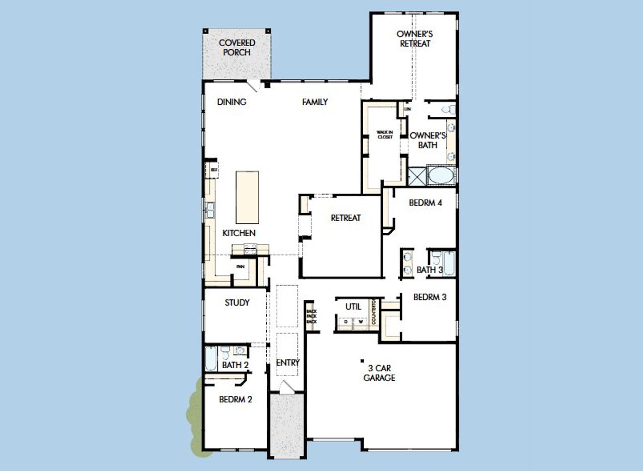 2D floor plan layout for the The Ingram by David Weekley Homes in Prairieland Village 60' Homesites, Cypress, TX (Image 2).