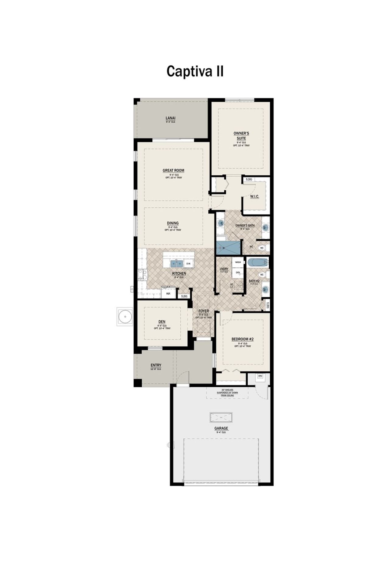 2D floor plan layout for the Captiva 2 by Medallion Home in The Laurels, Parrish, FL (Image 2).