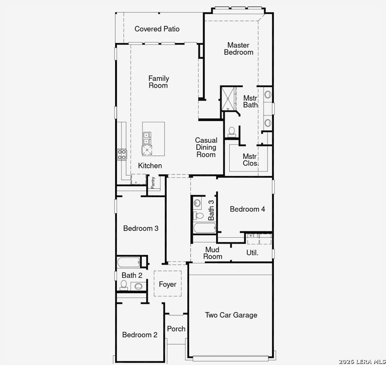 2D floor plan layout of this home in Sunflower Ridge, New Braunfels, TX (Image 2).