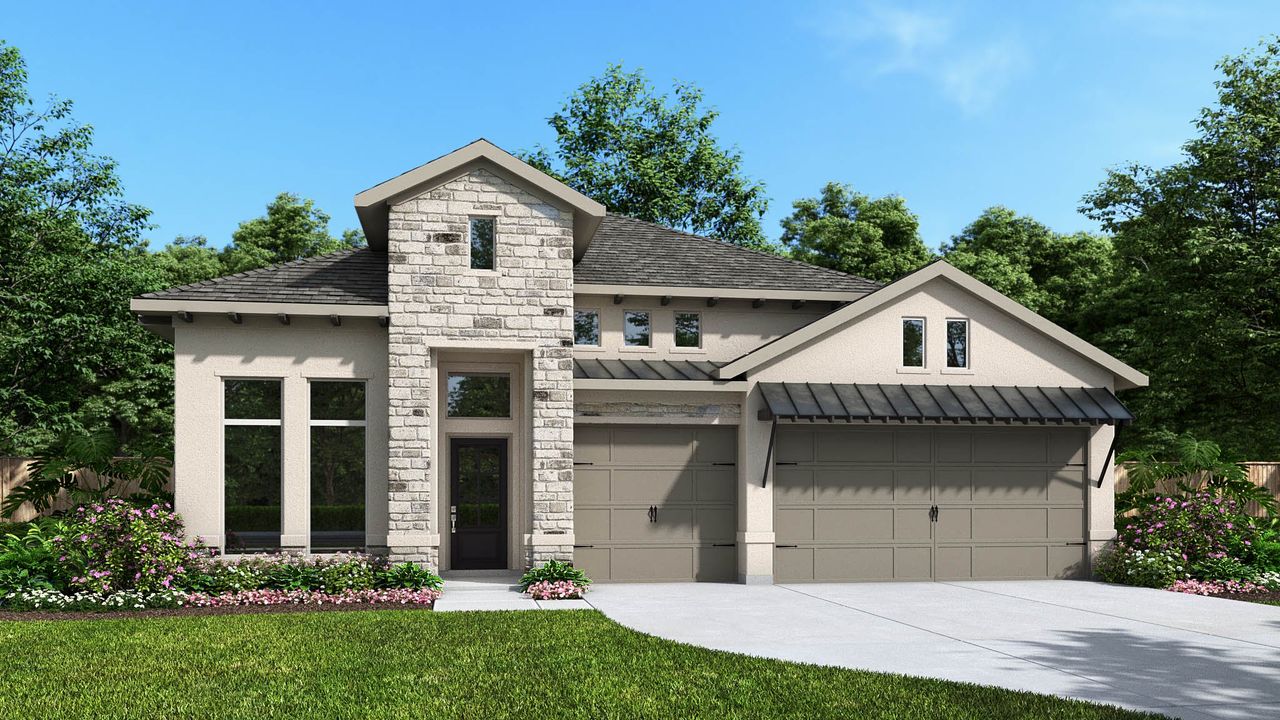 Representative exterior photo of a completed home built from the Design 2695M by Perry Homes in Veramendi 60', New Braunfels, TX (Image 2).
