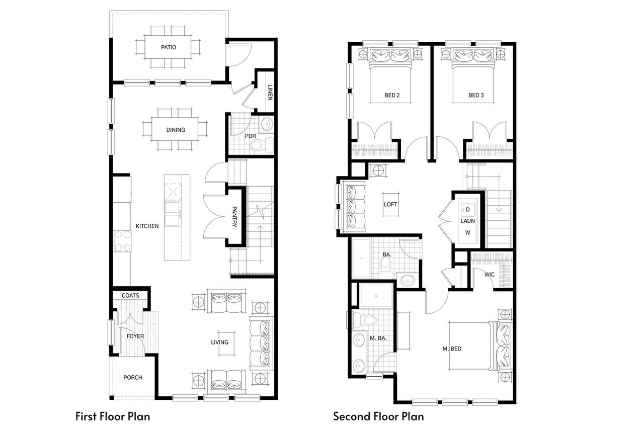 2D floor plan layout for the Parker by Hunter Quinn Homes in Renaissance Place, Greenville, SC (Image 2).