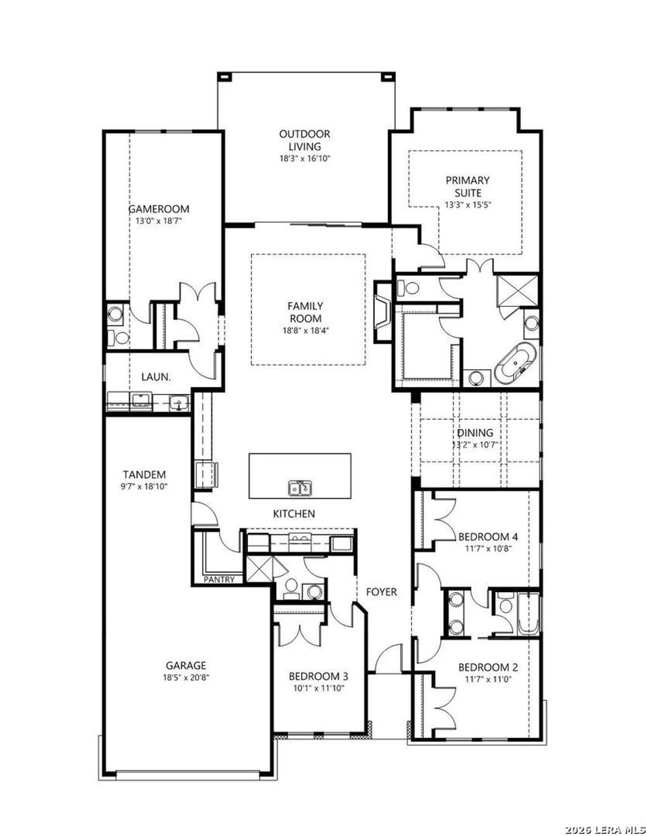 2D floor plan layout of this home in Esperanza - 70', Boerne, TX (Image 2).