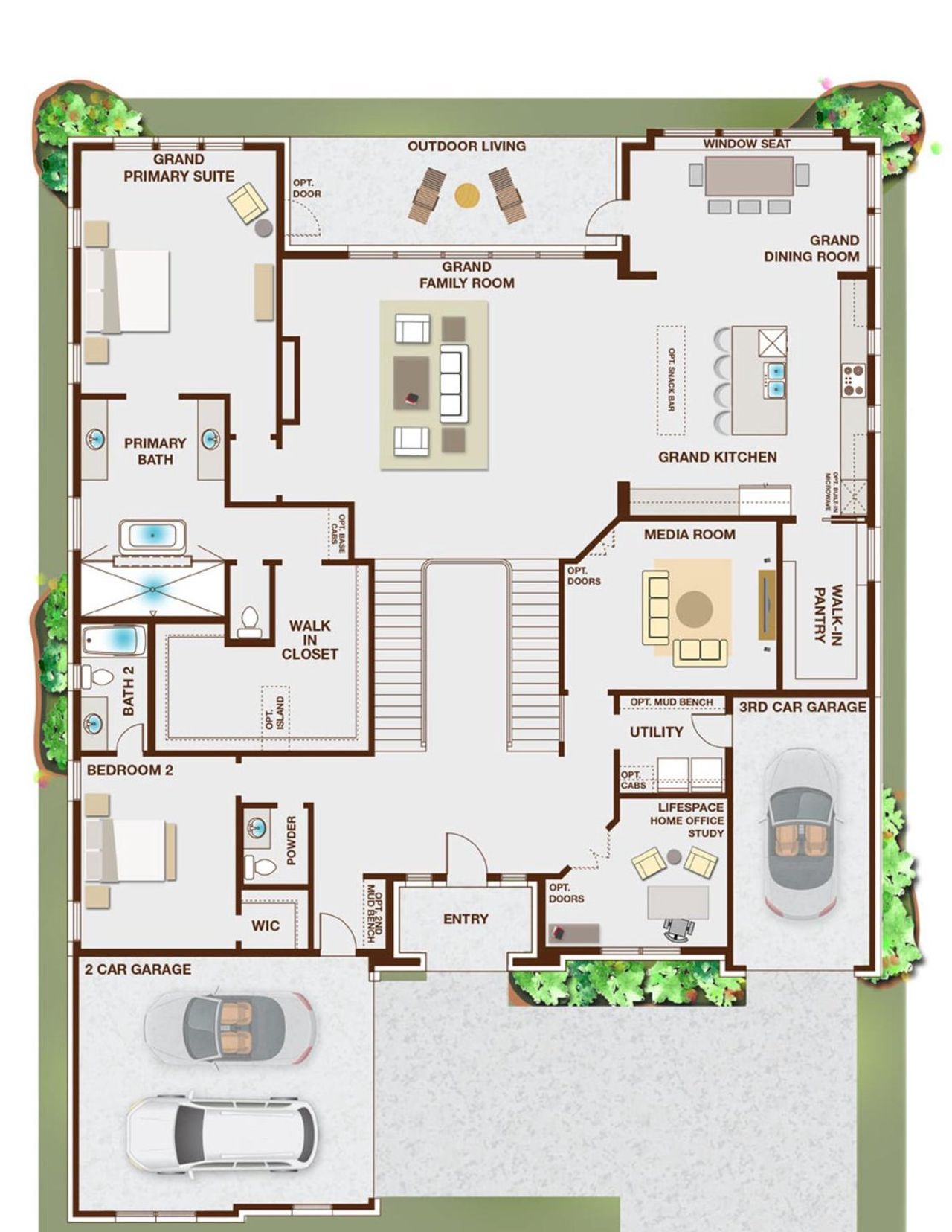 2D floor plan layout of this home in Grand Oaks, Celina, TX (Image 2).