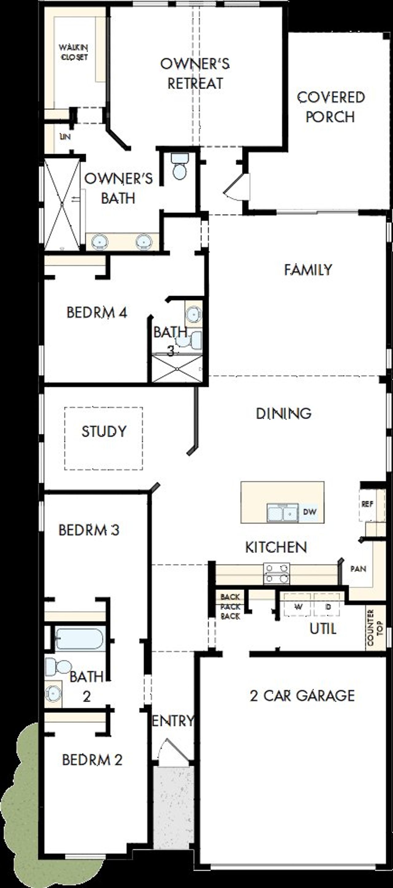 2D floor plan layout of this home in Harvest Green 45', Richmond, TX (Image 2).