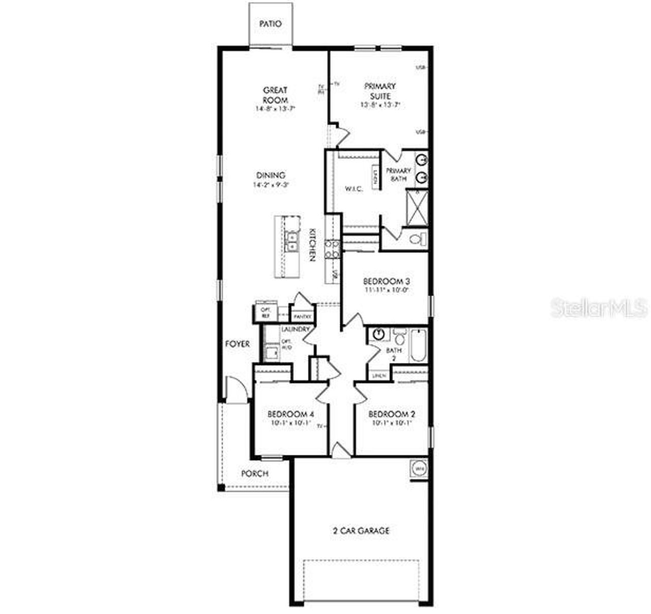 2D floor plan layout of this home in Salt Meadows - Premier Series, Parrish, FL (Image 2).