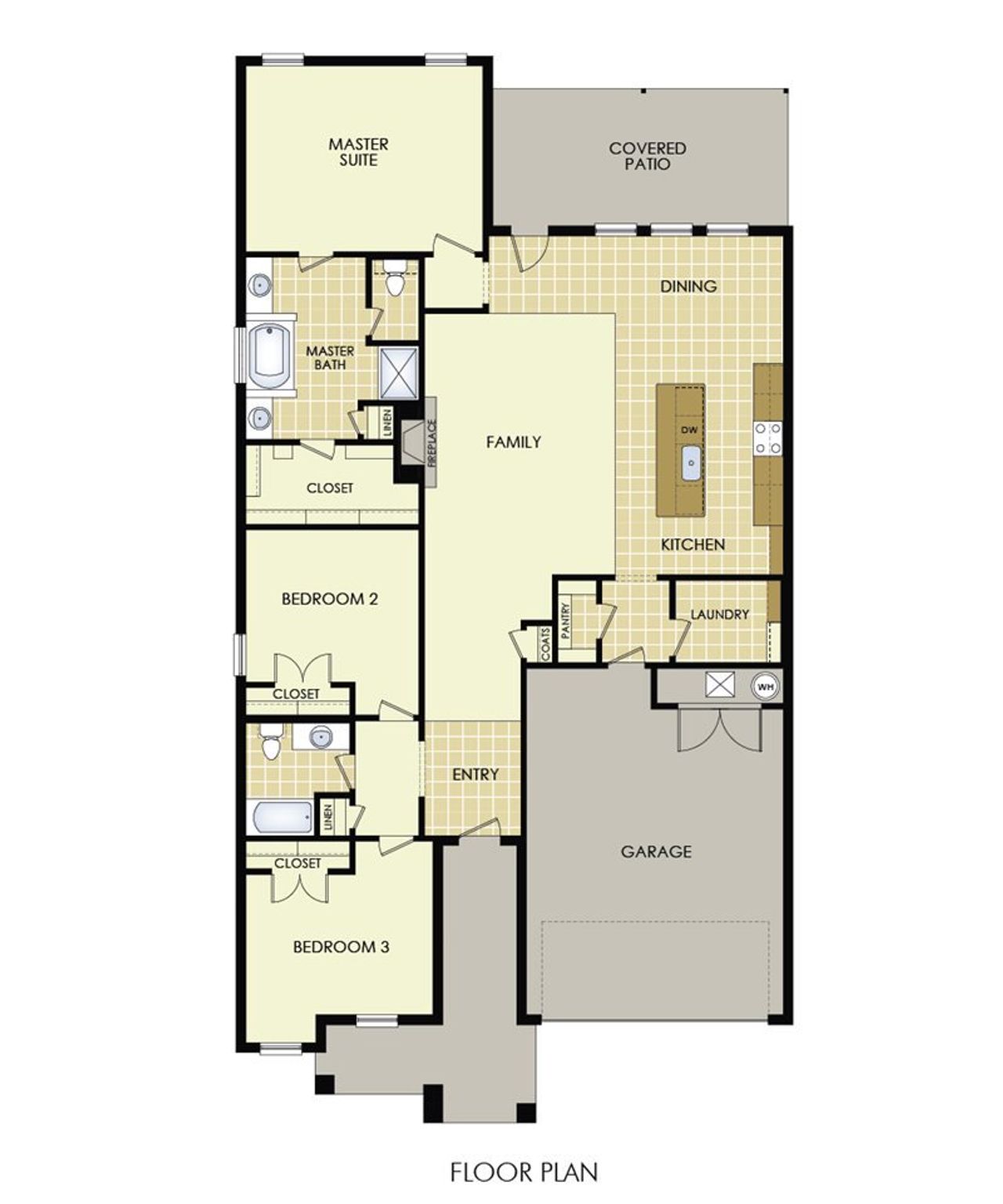 2D floor plan layout for the Mustang by Wyldewood Homes in The Preserve At Country Ridge, Sherman, TX (Image 2). 2D floor plan layout for the Mustang by Wyldewood Homes in The Preserve At Country Ridge, Sherman, TX (Image 2).