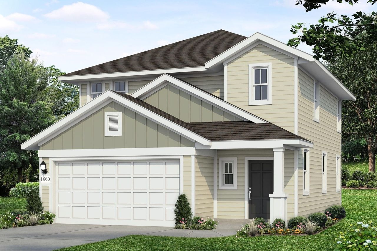 Representative exterior photo of a completed home built from the Edgebrooke 1668 by Brohn Homes in Edgebrooke, Pflugerville, TX (Image 2).