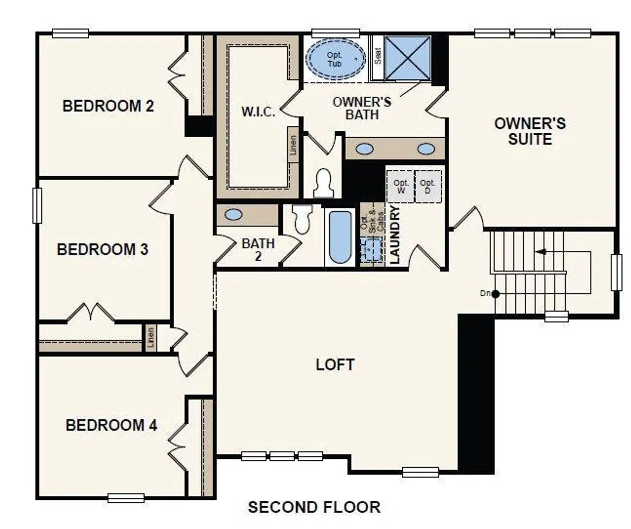 2D floor plan layout of this home in Brownstone Ridge, Mooresville, NC (Image 2).