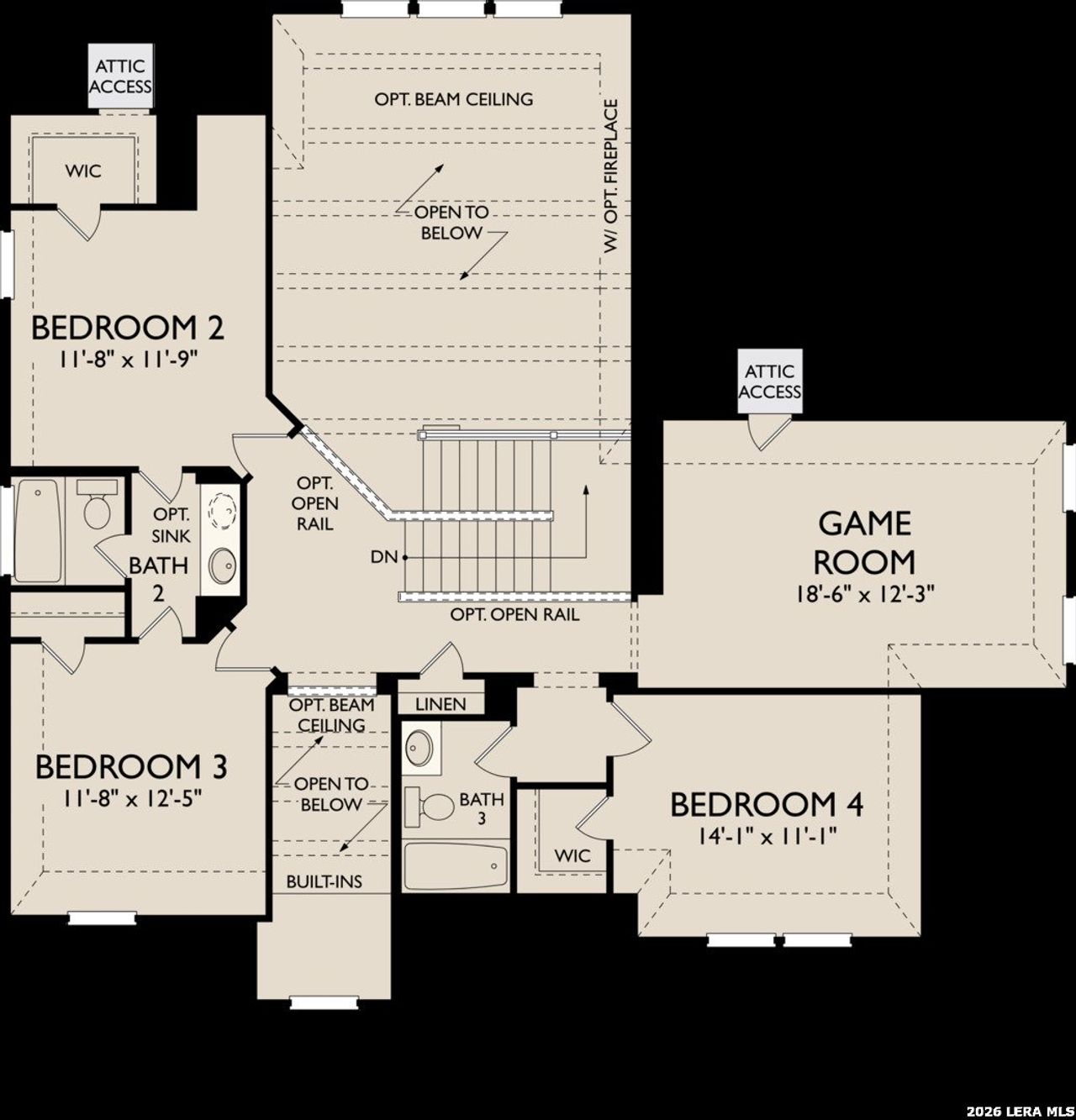 2D floor plan layout of this home in Megan's Landing, Castroville, TX (Image 2).