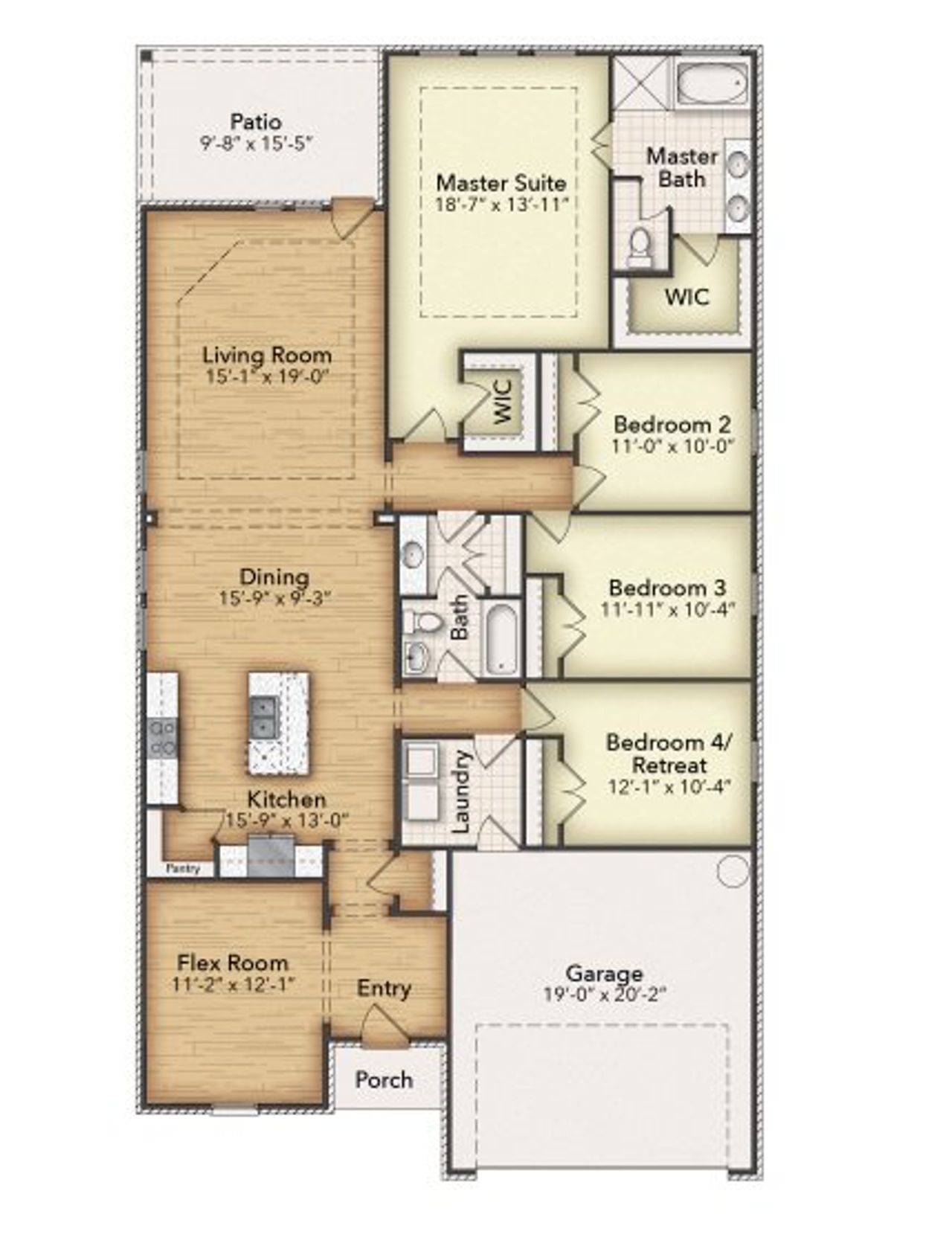 2D floor plan layout of this home in Covenant Park, Springtown, TX (Image 2). 2D floor plan layout of this home in Covenant Park, Springtown, TX (Image 2).