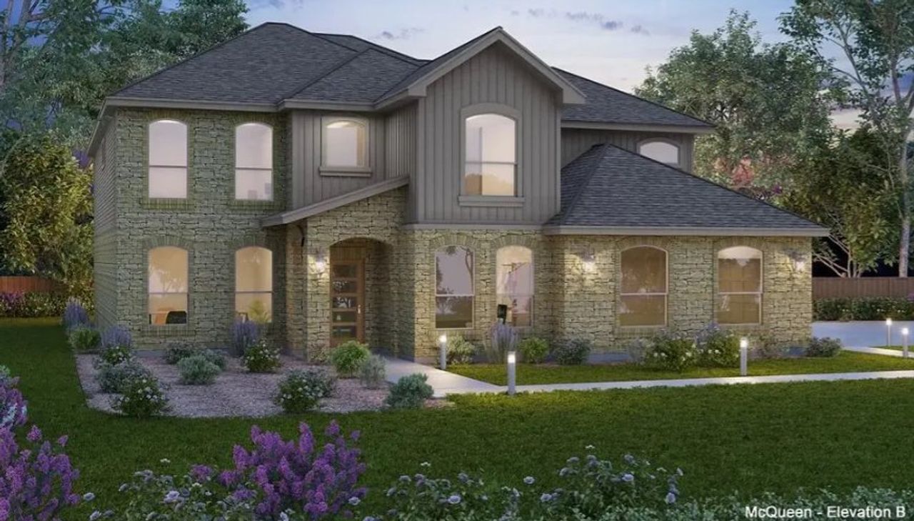 Representative exterior photo of a completed home built from the McQueen by Caledonia Builders in Double Eagle Ranch, Cedar Creek, TX (Image 2).