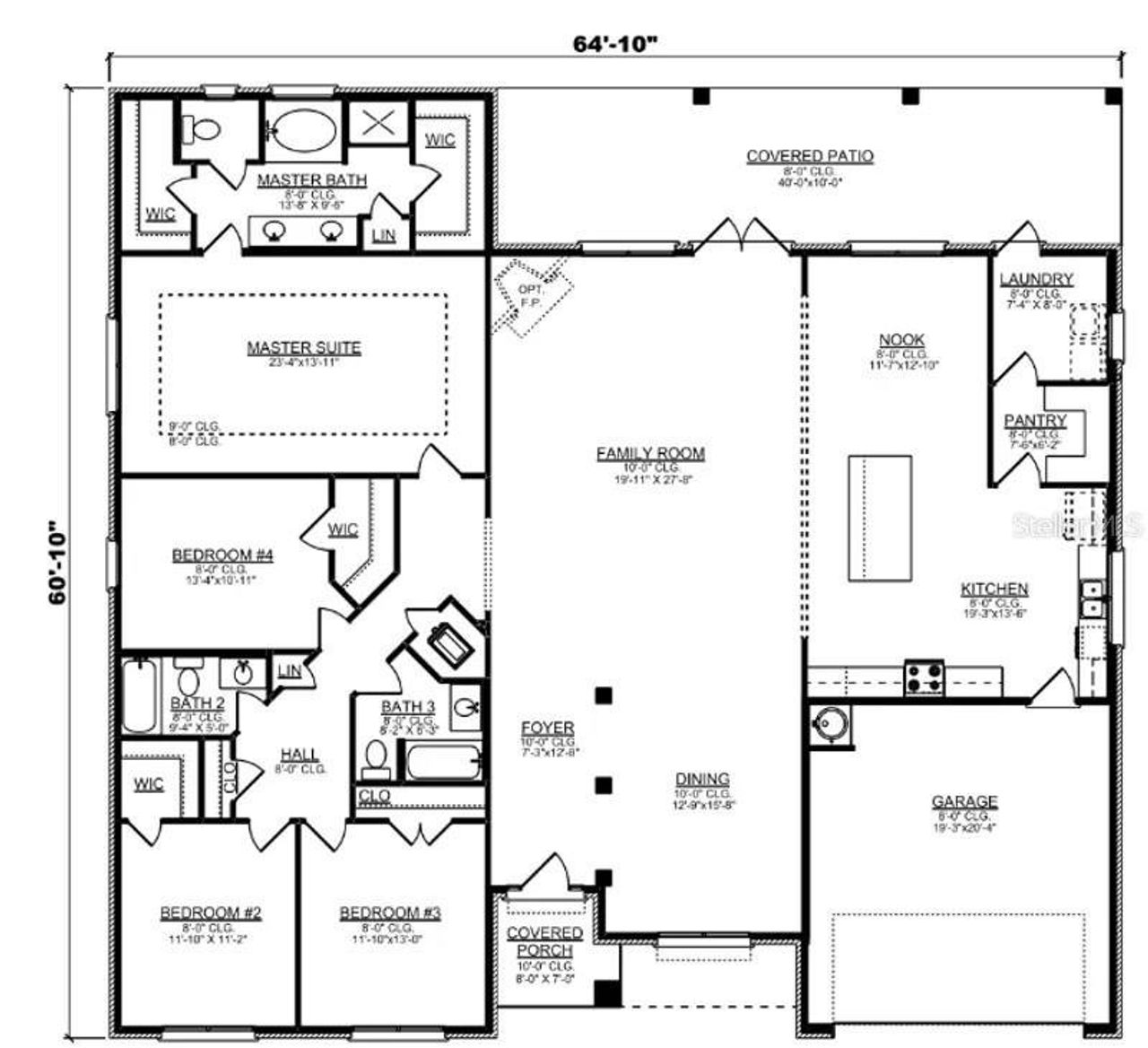 2D floor plan layout of this home in Hill Country Estates, Dade City, FL (Image 2).