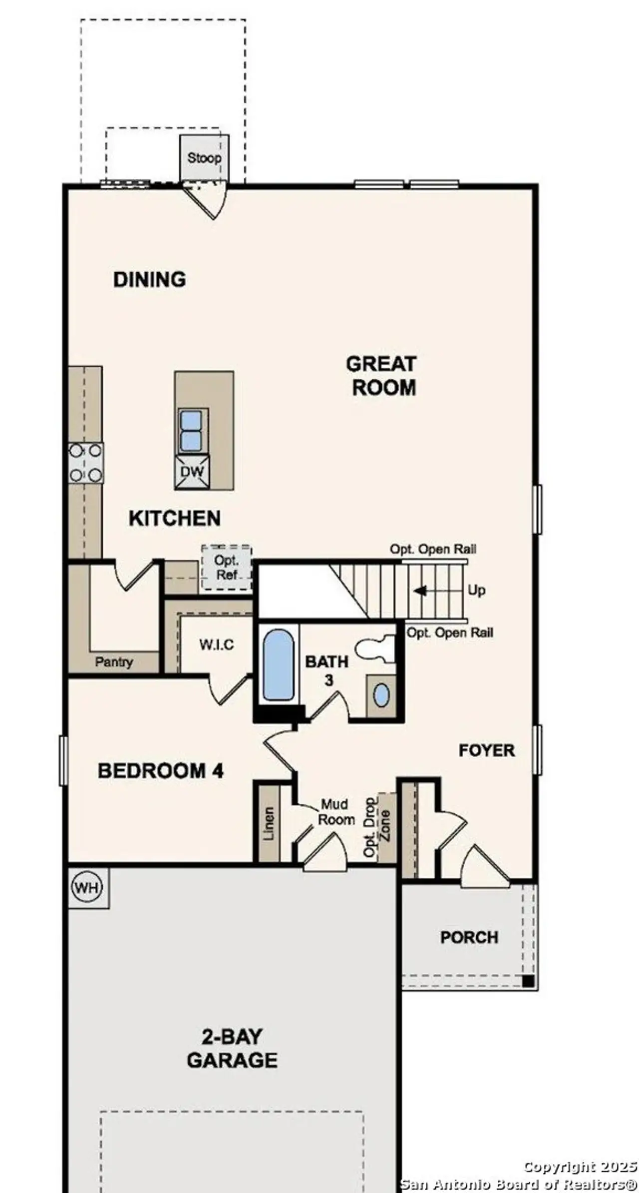 2D floor plan layout of this home in Hacienda, San Antonio, TX (Image 2).