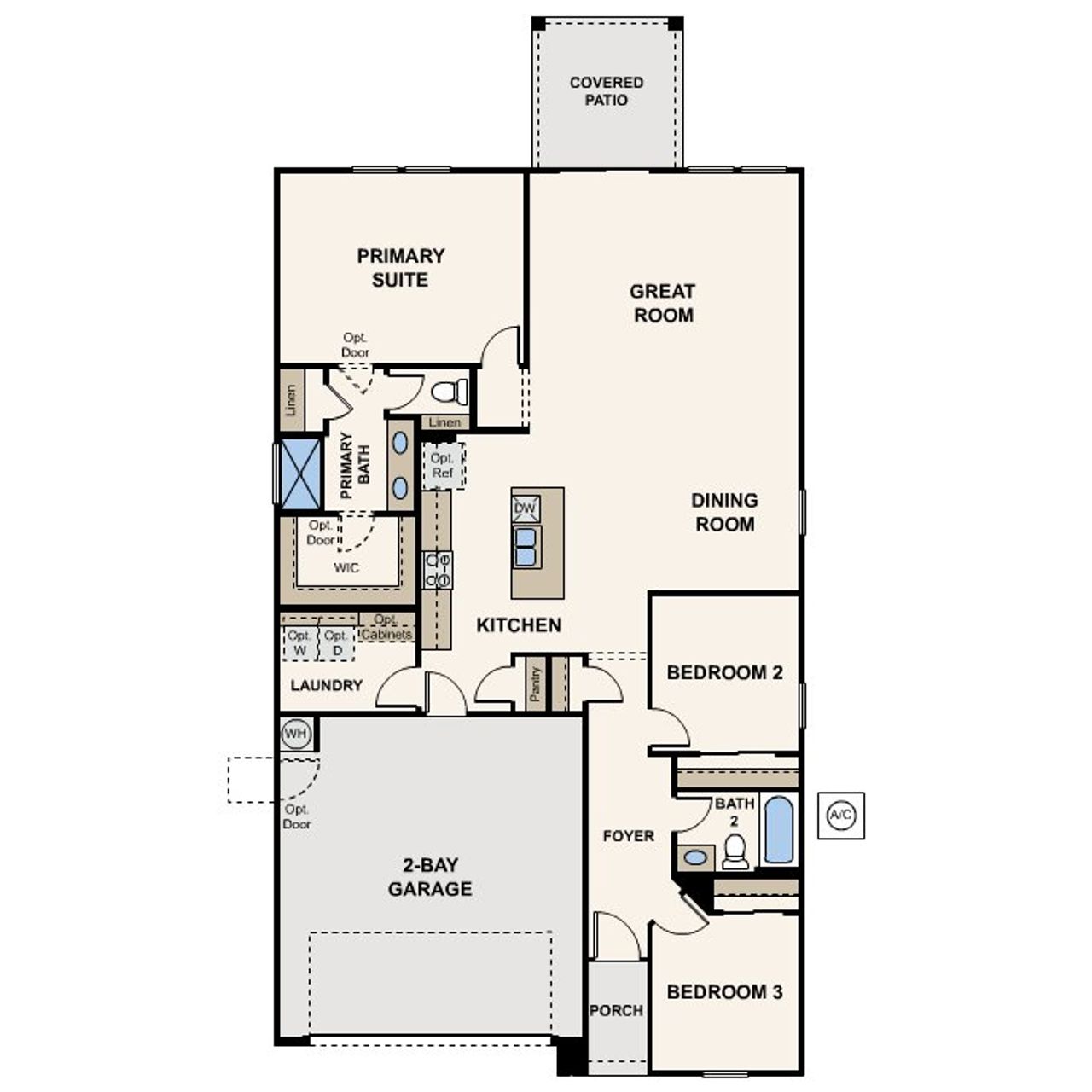 2D floor plan layout of this home in Rancho Vista, Surprise, AZ (Image 2).