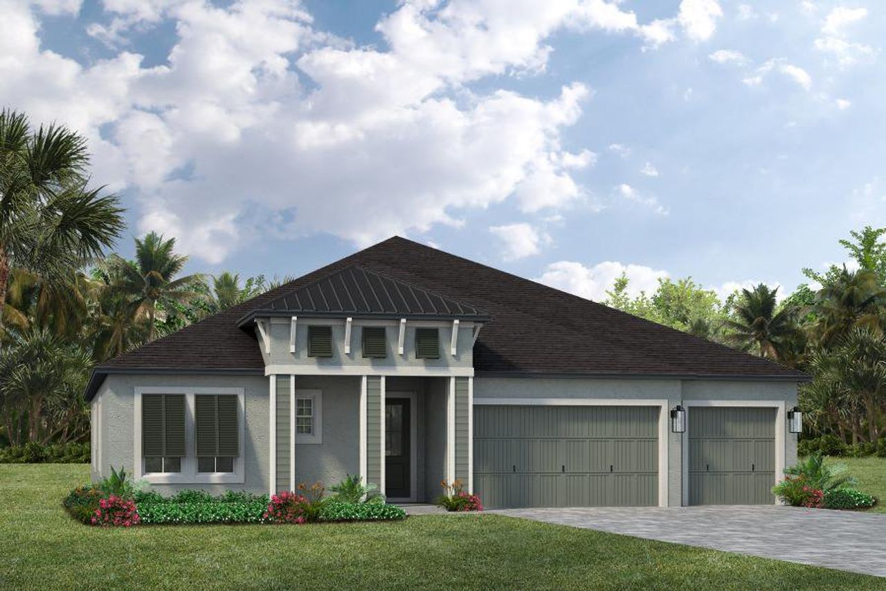 Representative exterior photo of a completed home built from the Elmwood by Viera Builders in Pangea Park, Viera West, FL (Image 2). Representative exterior photo of a completed home built from the Elmwood by Viera Builders in Pangea Park, Viera West, FL (Image 2).