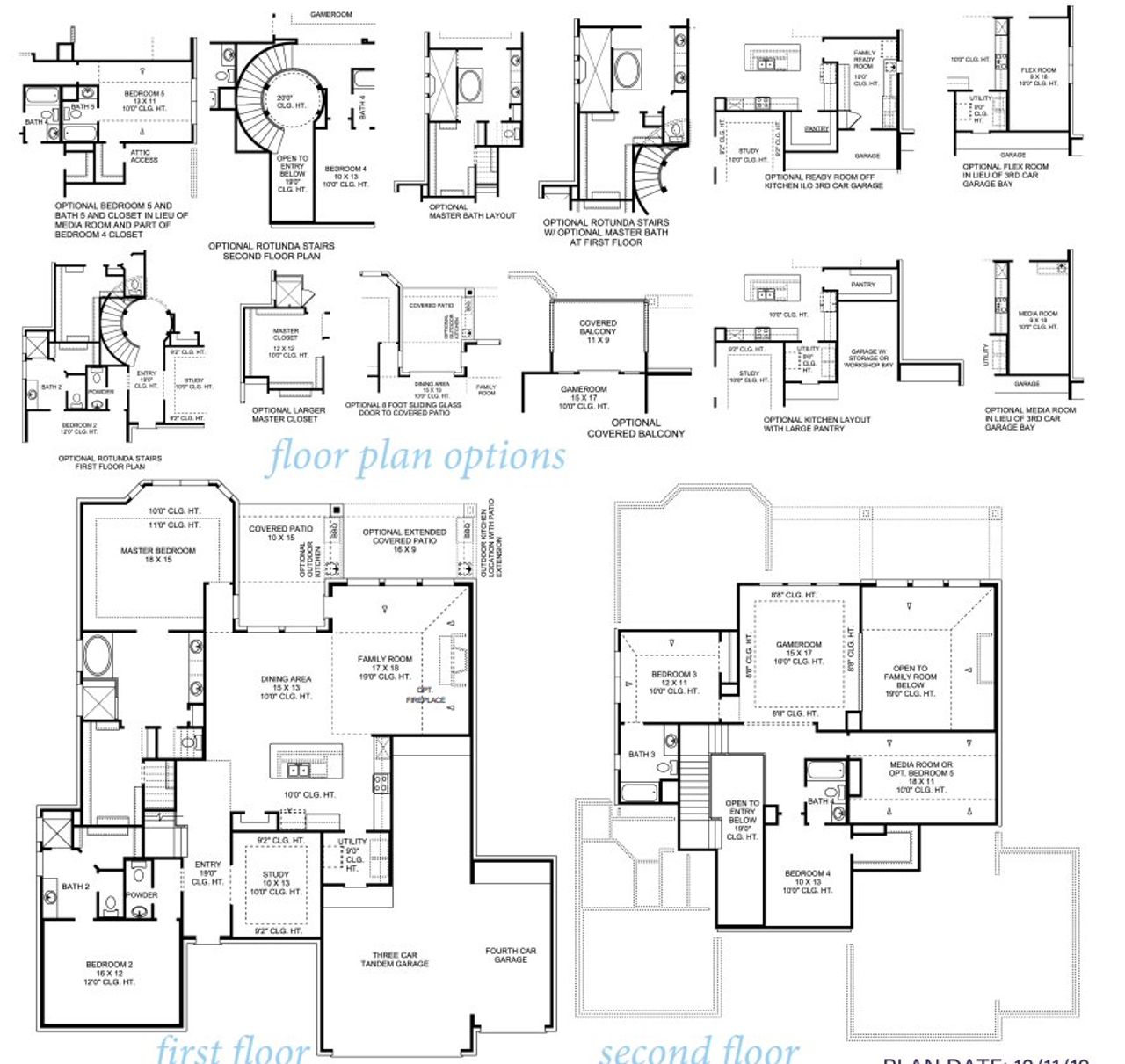 2D floor plan layout for the McKenzie II 3578.3 by J. Patrick Homes in Jubilee 80′ Lots, Hockley, TX (Image 2).