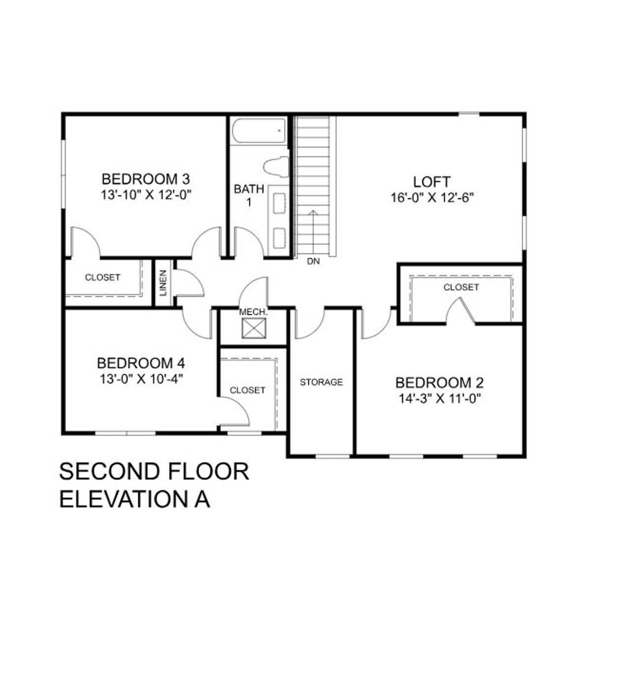 2D floor plan layout for the Serena by Ryan Homes in Summerwoods, Parrish, FL (Image 2).