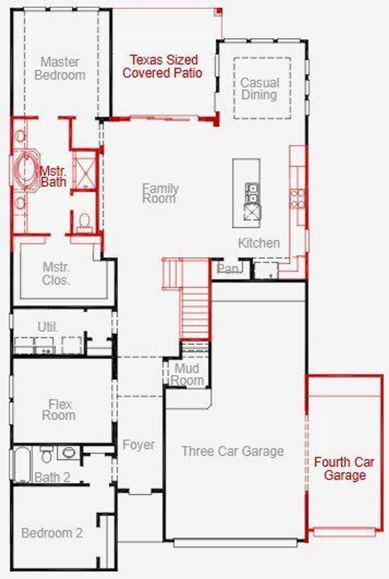 2D floor plan layout of this home in Two Step Farm, Montgomery, TX (Image 2).