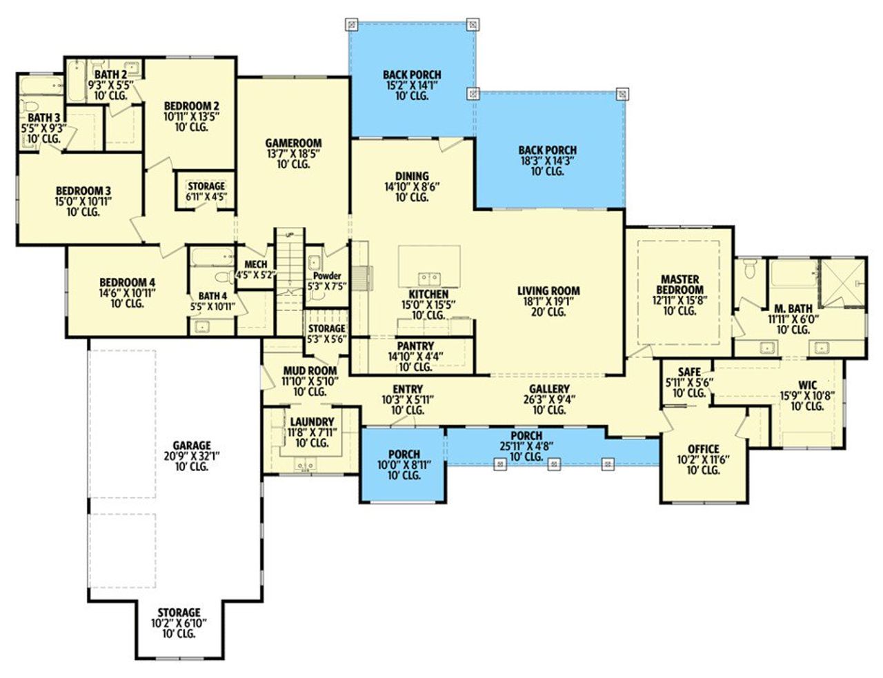 2D floor plan layout for the The Elmsgate by Remington Custom Homes in Rancho Ladera, Aledo, TX (Image 2).