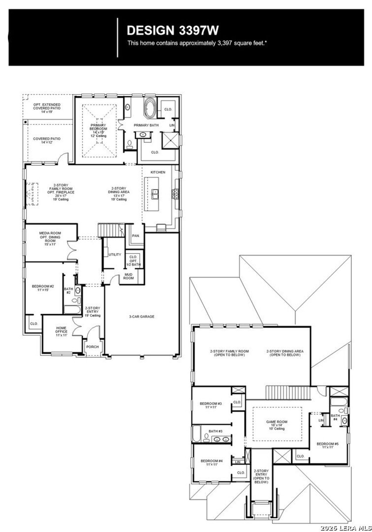 2D floor plan layout of this home in The Ranches at Creekside, Boerne, TX (Image 2).