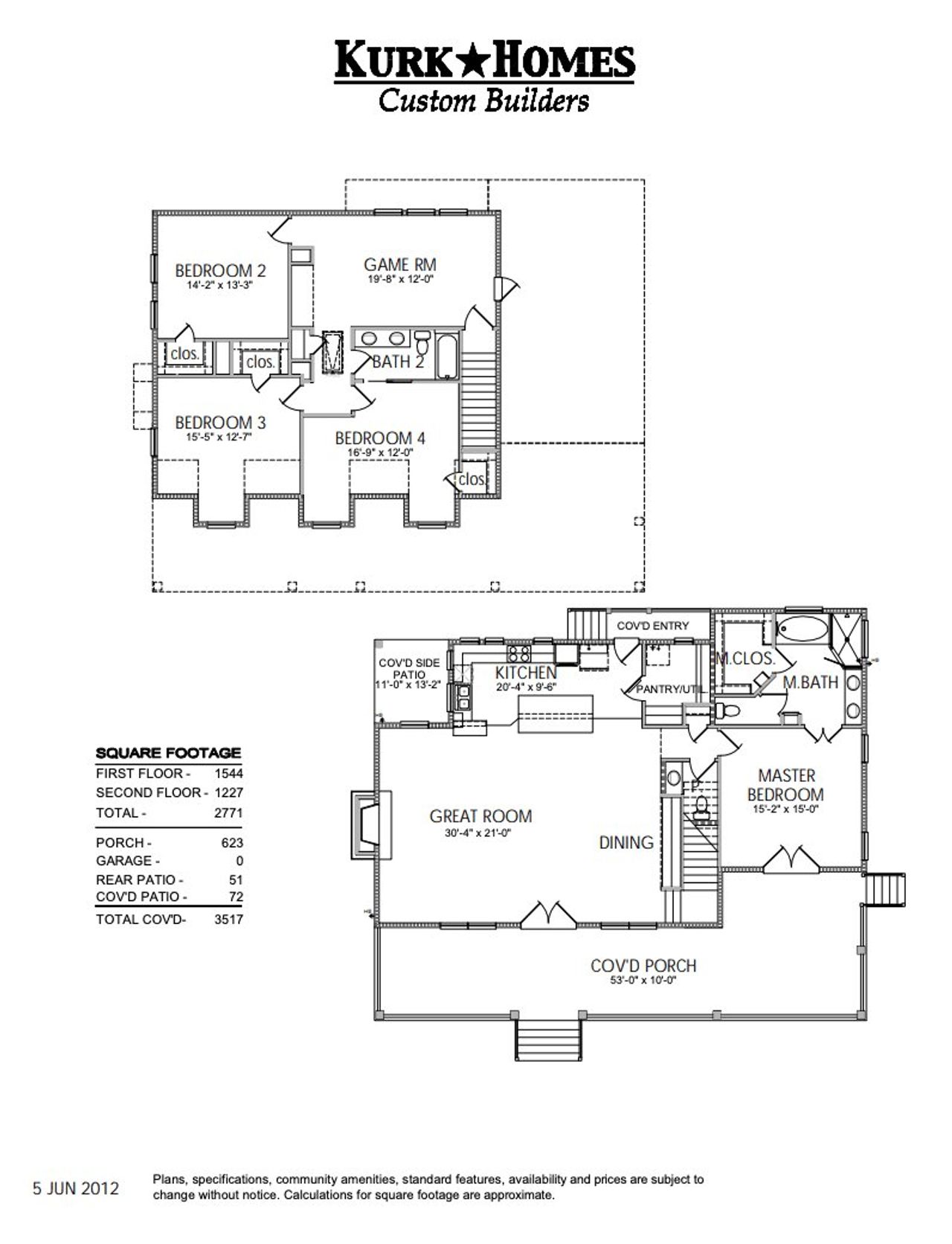 2D floor plan layout for the Ranch House by Kurk Homes in Republic Grand Ranch, Willis, TX (Image 2).